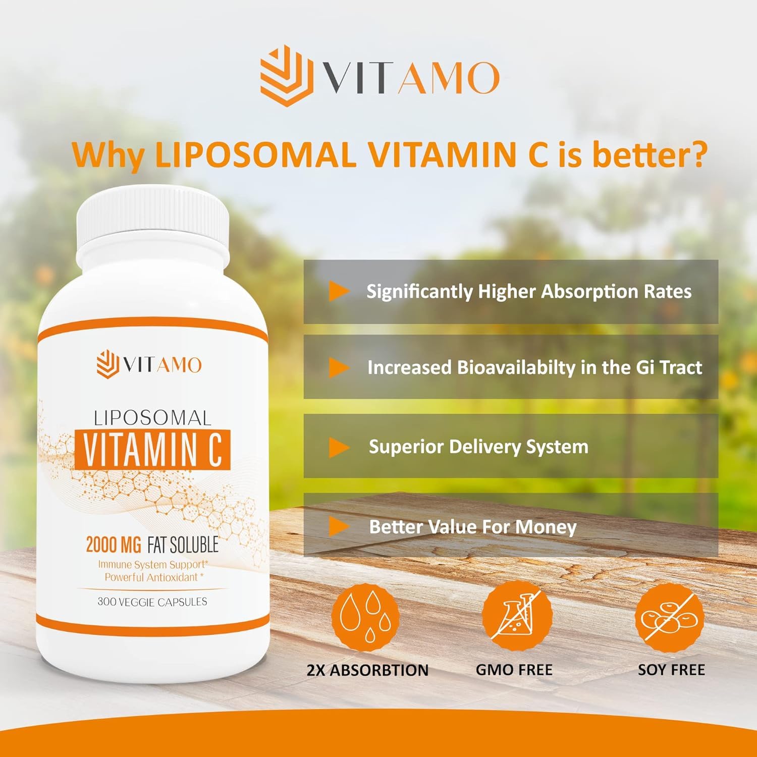 Vitamo Liposomal Vitamin C capsules in hand for convenient high-dose use
