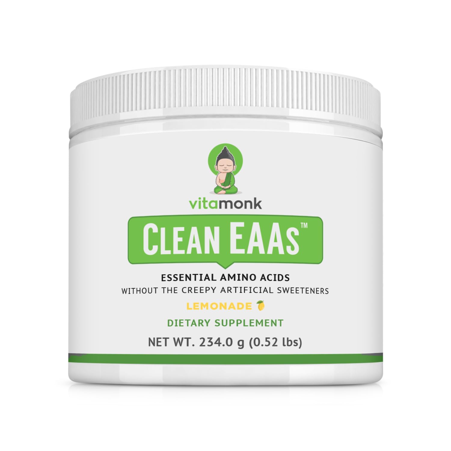 VitaMonk Clean EAA Lemonade in a glass supports clean energy and steady focus.