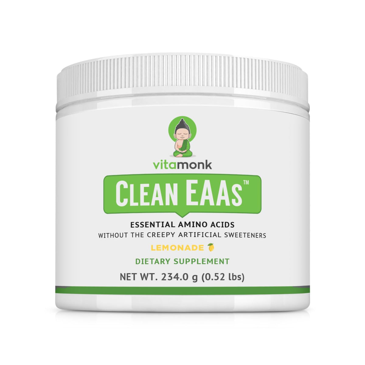 VitaMonk Clean EAA Lemonade in a glass supports clean energy and steady focus.