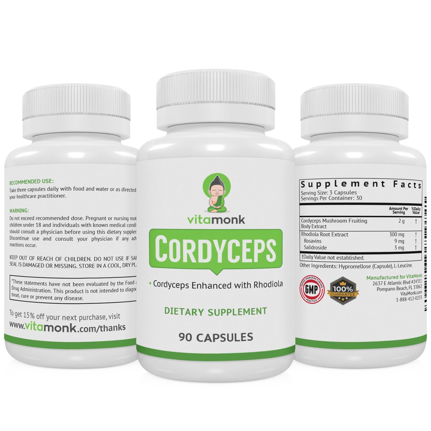 VitaMonk Cordyceps Rhodiola during morning workout for endurance.