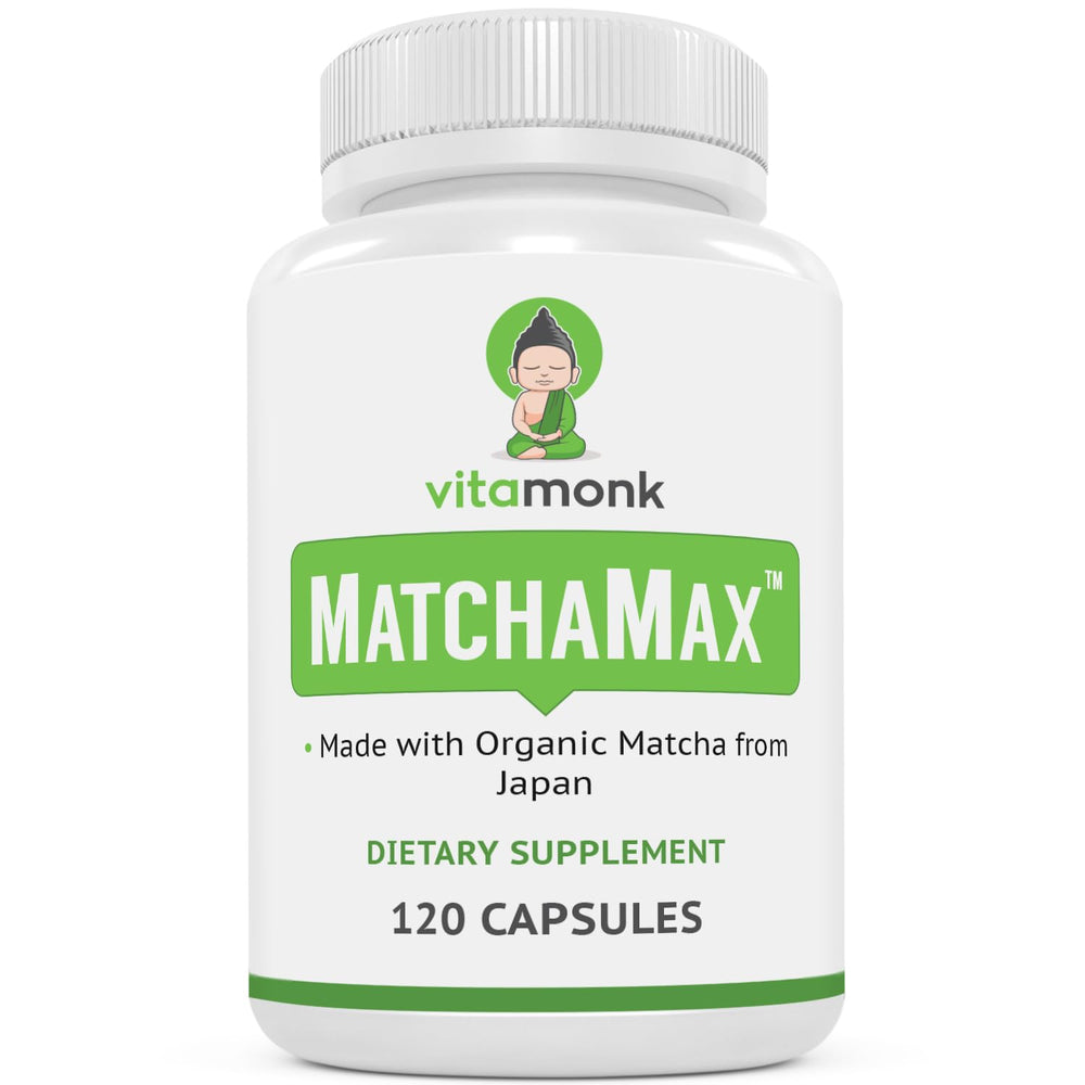 VitaMonk MATCHAMAX organic matcha bottle for easy daily energy.