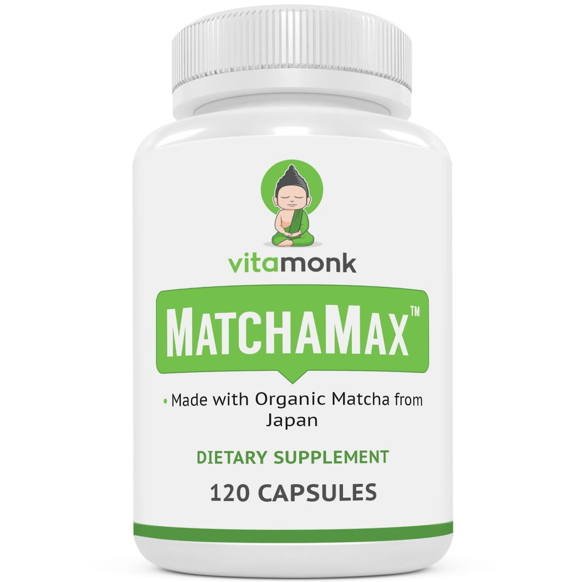 VitaMonk MATCHAMAX organic matcha bottle for easy daily energy.