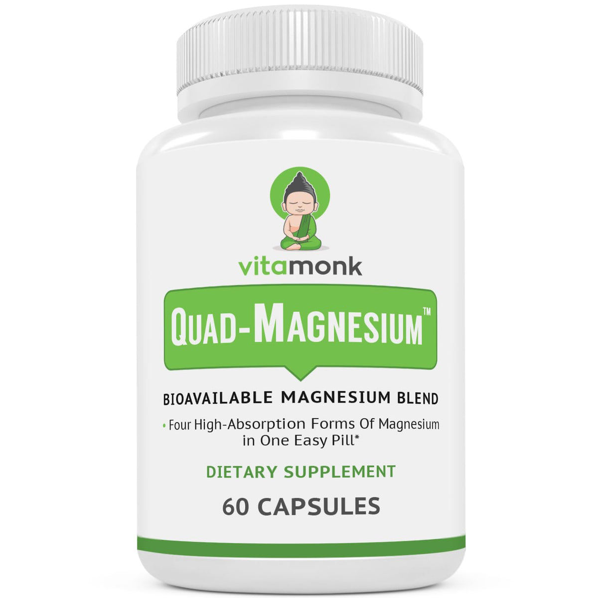 VitaMonk Quad Magnesium Blend bottle front view for daily wellness support