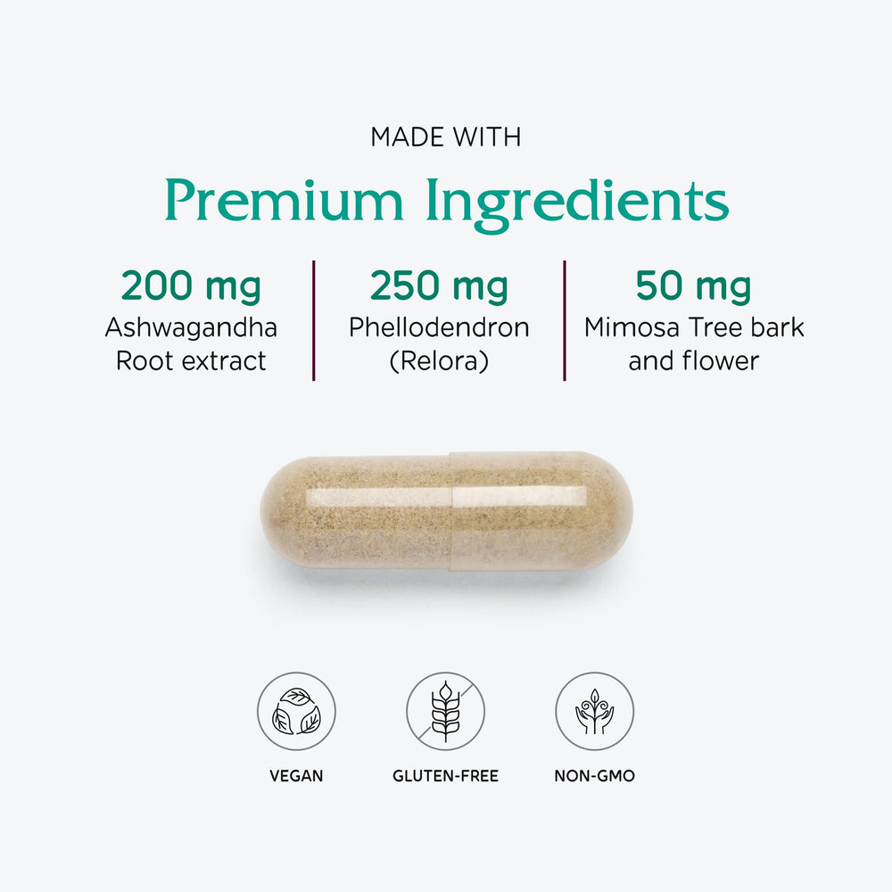 Vitanica Relora blend with Magnolia-Phellodendron suggesting hormonal balance support.