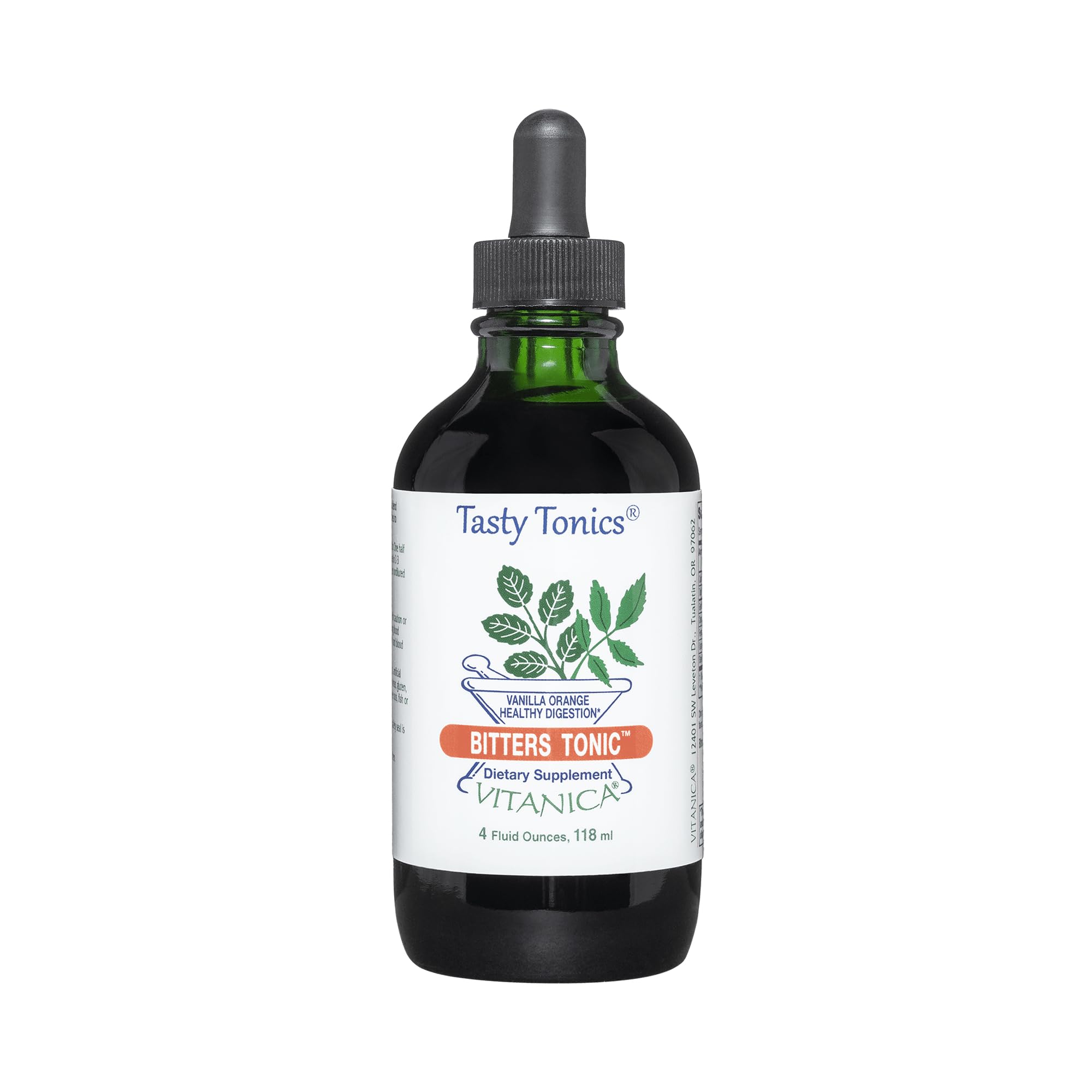 Vitanica Bitters Tonic bottle front view for digestion support