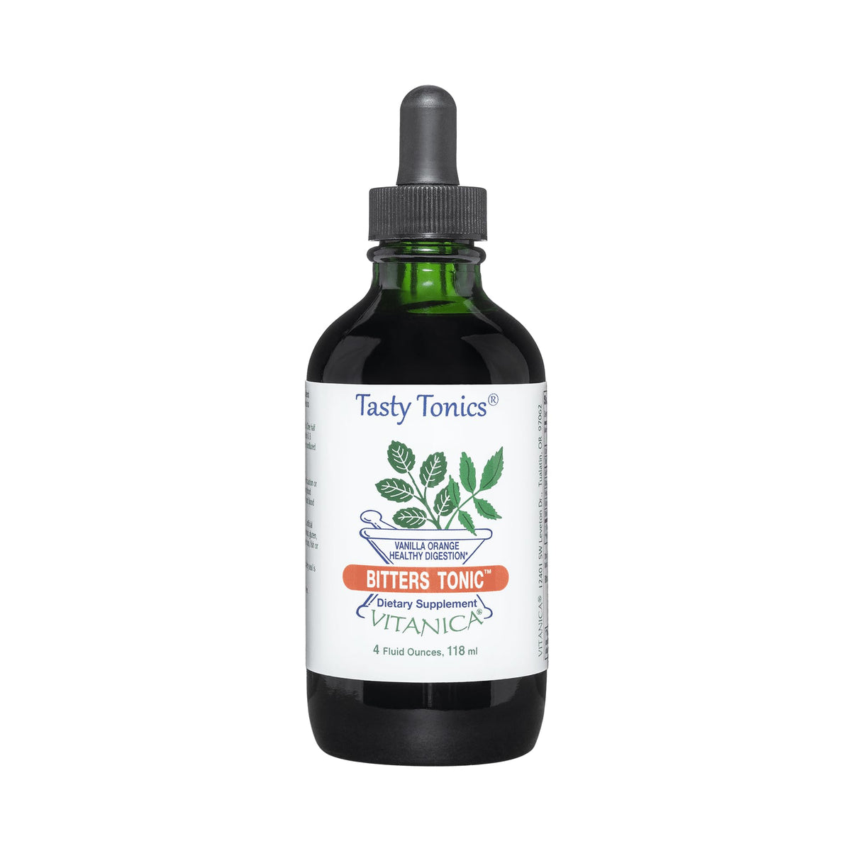 Vitanica Bitters Tonic bottle front view for digestion support