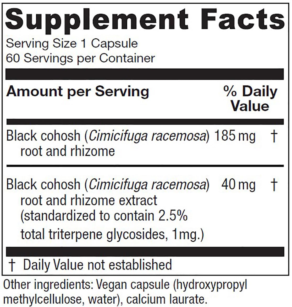 Vitanica Black Cohosh capsules shown for daily menopause routine.