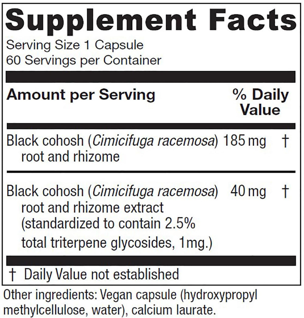 Vitanica Black Cohosh capsules shown for daily menopause routine.