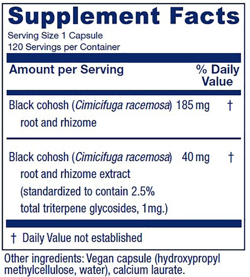 Vitanica Black Cohosh root synergy capsule showing full plant parts for balance.