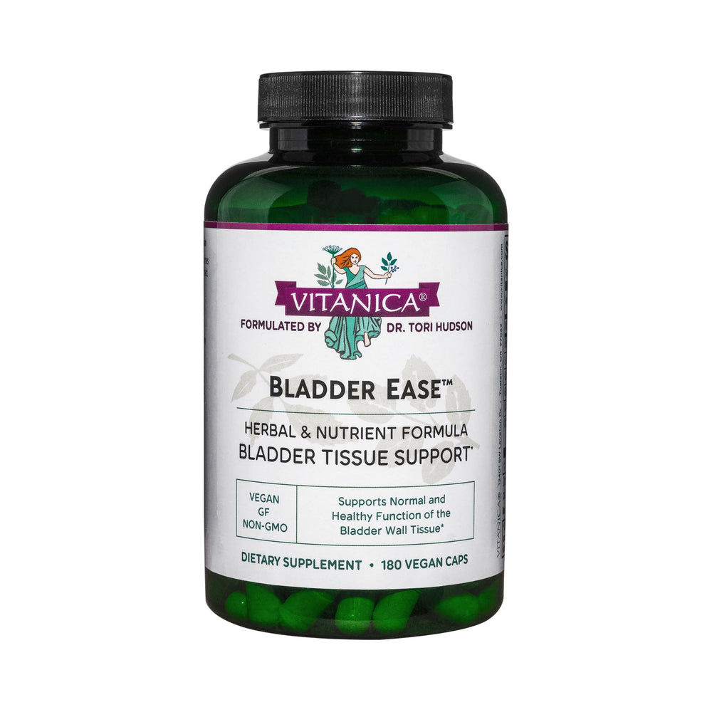 Vitanica Bladder Ease bottle label signaling herbal bladder health support