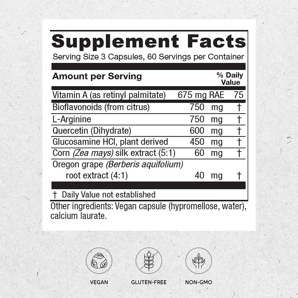 Close-up of Vitanica Bladder Ease capsules showing vegan bladder support formula