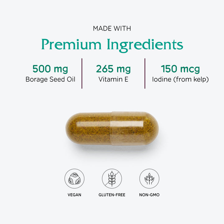 Vitanica Breast Cycle Blend label close-up highlights gluten-free, preservative-free profile.