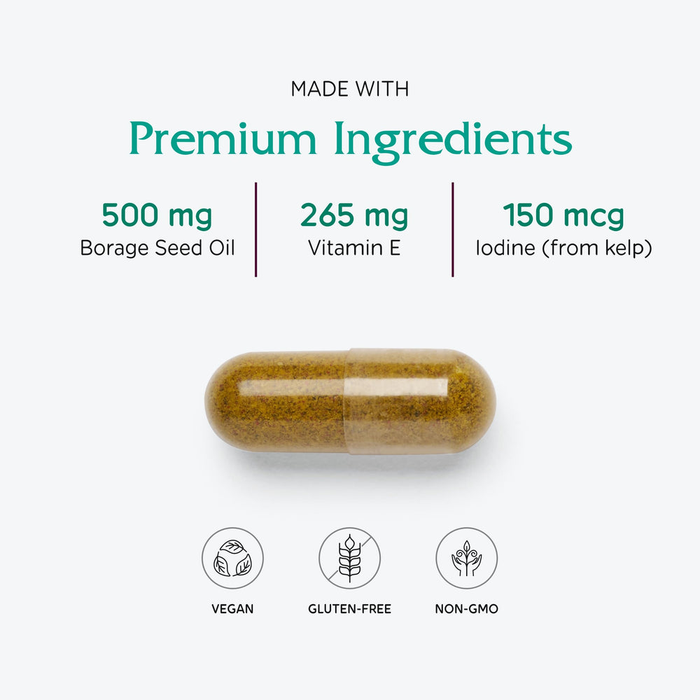 Vitanica Breast Cycle Blend label close-up highlights gluten-free, preservative-free profile.