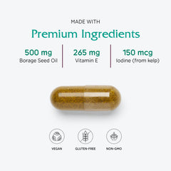 Vitanica Breast Cycle Blend label close-up highlights gluten-free, preservative-free profile.