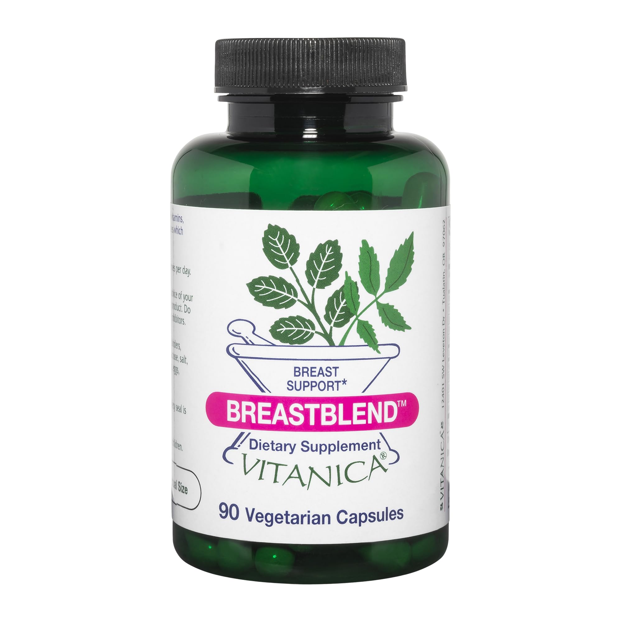 Vitanica BreastBlend bottle front showing vegan breast health support.