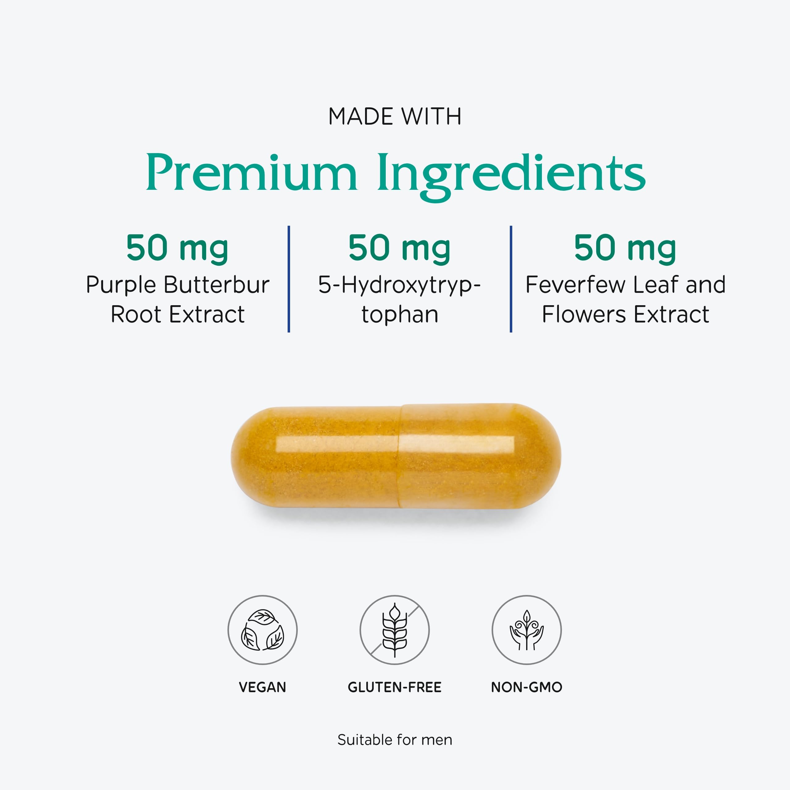 Vitanica Butterbur Extra pour scene suggests simple daily intake with water.