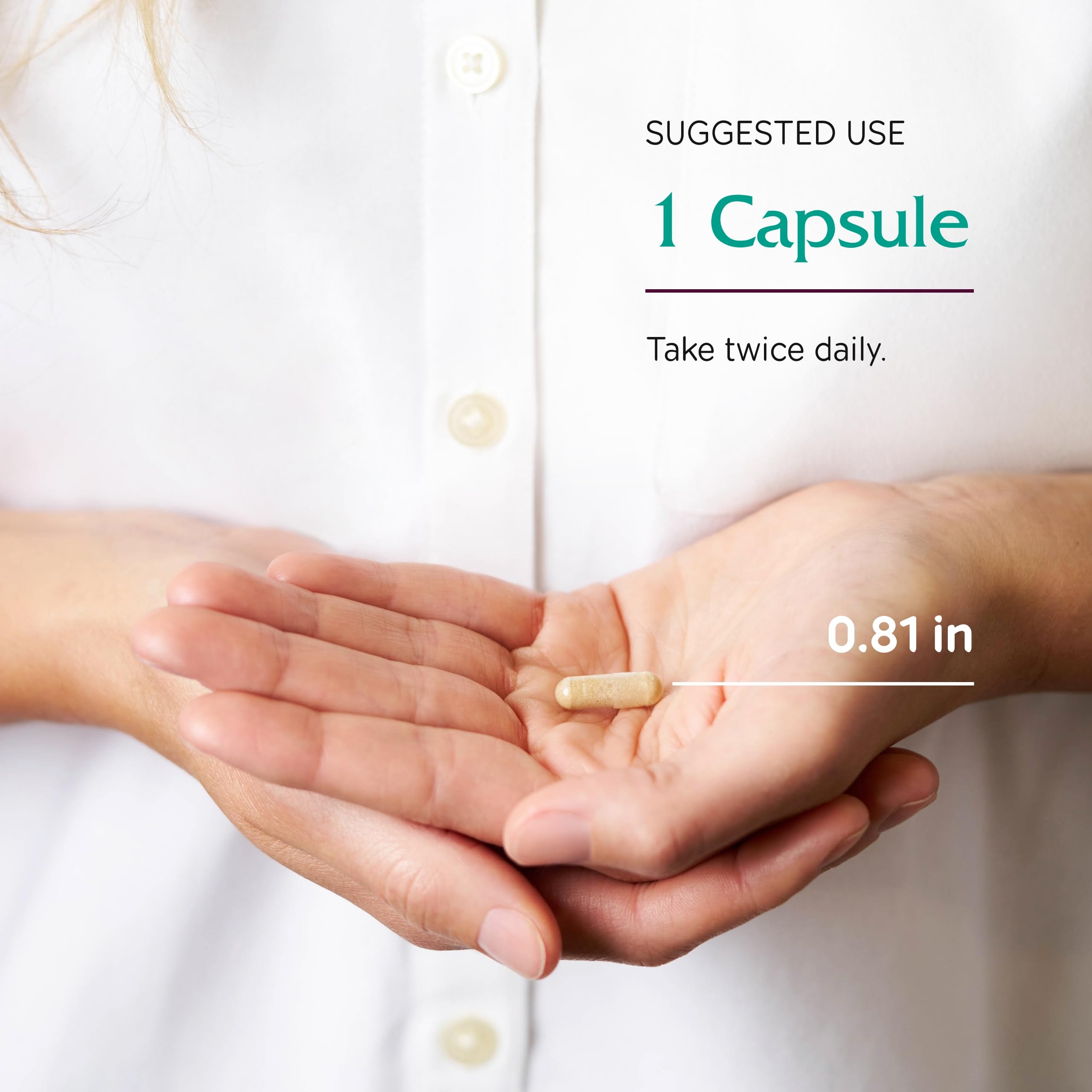 Vitanica capsules in hand ready for daily use