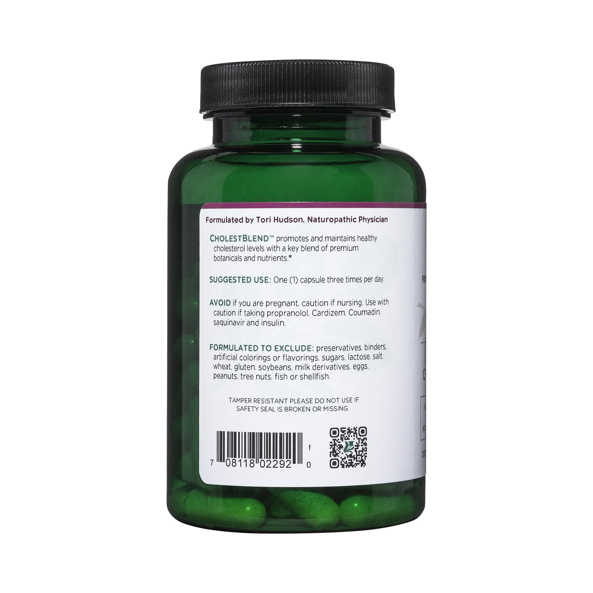 Vitanica CholestBlend label detail showcases artichoke and guggulipid ingredients.