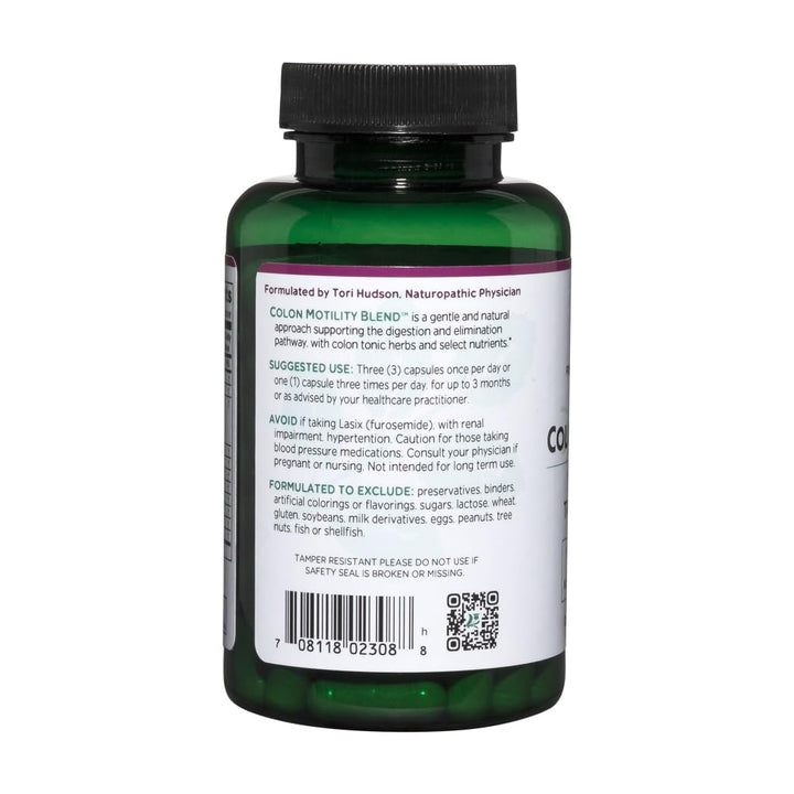 Close-up of Vitanica Colon Motility Blend label showing vegan formula