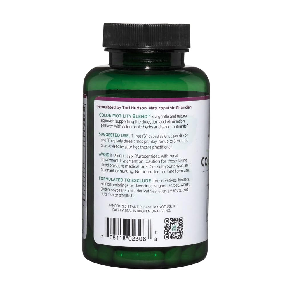 Close-up of Vitanica Colon Motility Blend label showing vegan formula