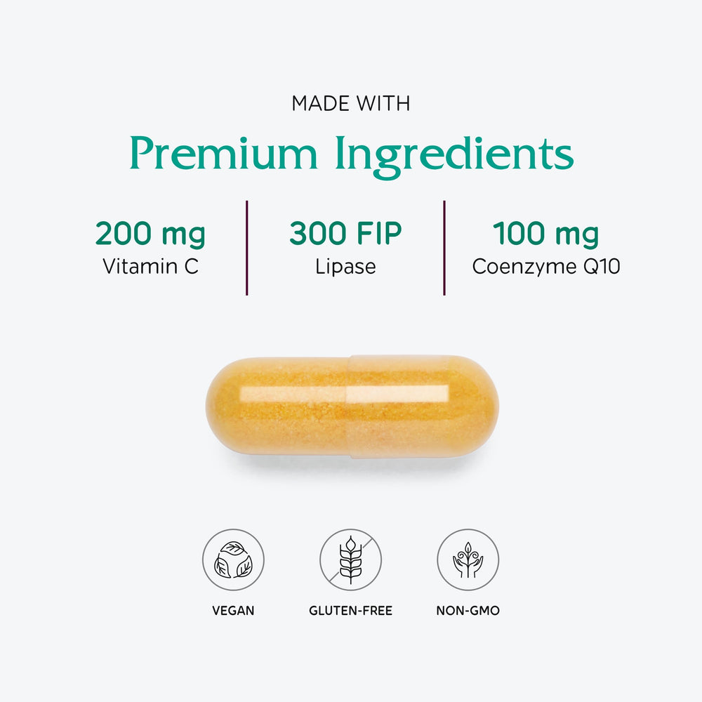 Fermentation-derived CoQ10 source graphic for Vitanica CoQ10 Extra supplement.