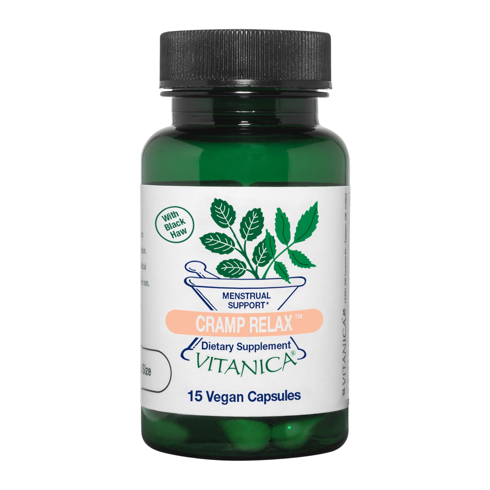 Vitanica Cramp Relax bottle pour for daily use during menses