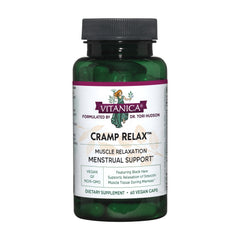 Vitanica Cramp Relax bottle with herbal blend for menstrual comfort.