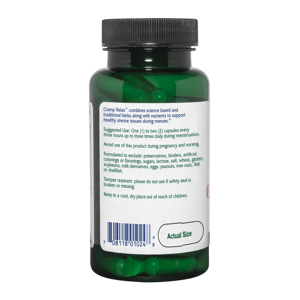 Vitanica Cramp Relax ingredients herbs label for comfort routines