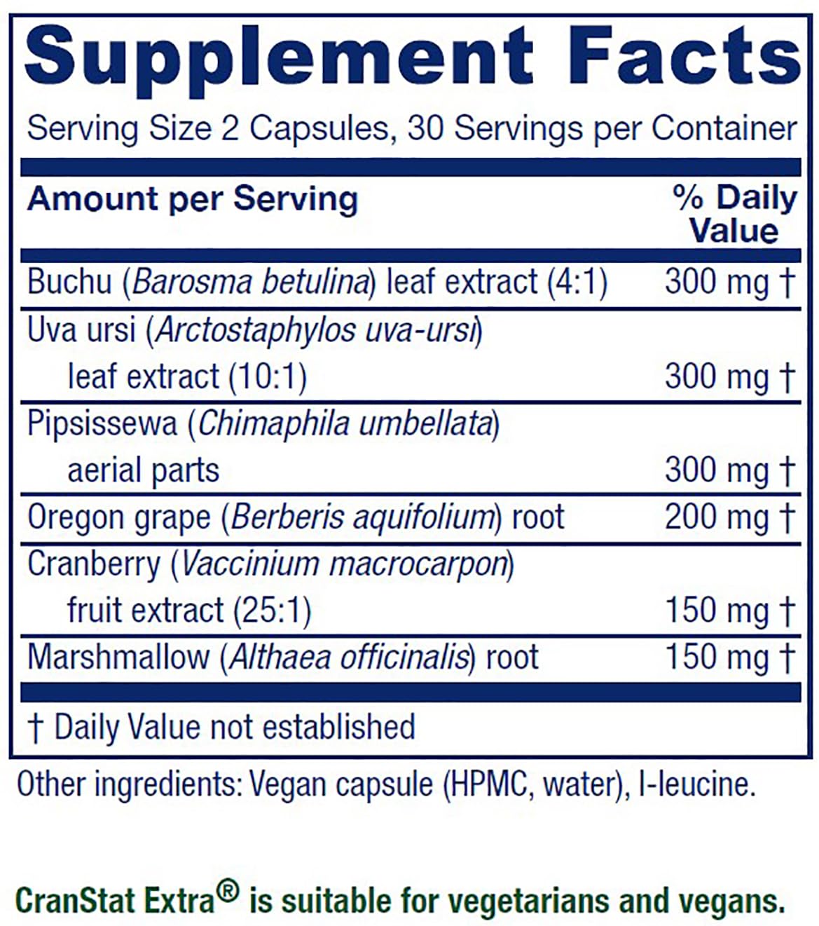 Close-up of the Cranstat Extra bottle label highlighting 60 capsules