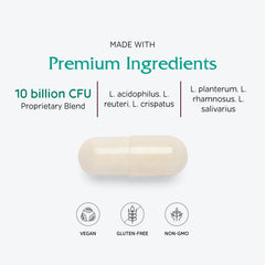 Vitanica FemEcology microflora balance visuals convey vaginal and gut health synergy.