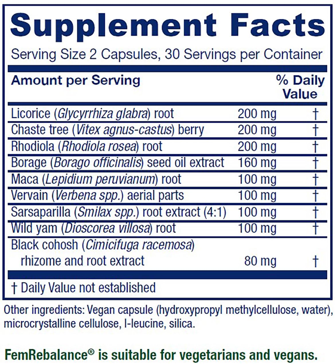 Vitanica FemRebalance capsules close-up highlighting easy daily use.