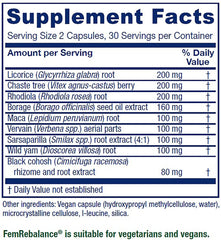 Vitanica FemRebalance capsules close-up highlighting easy daily use.