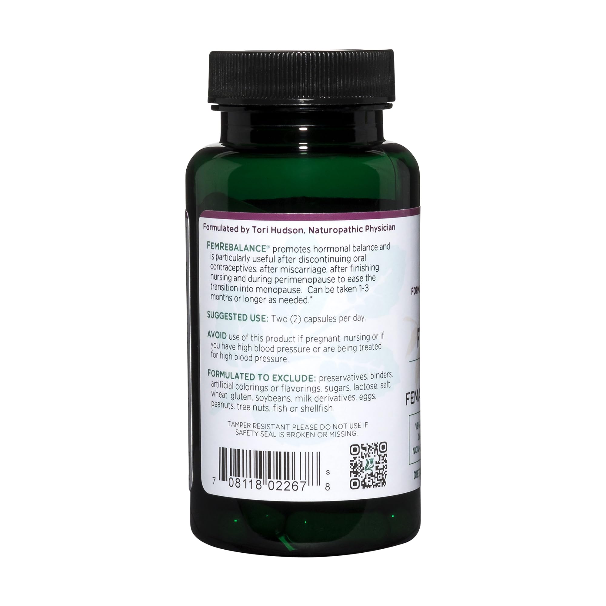 Chaste tree berry visible among FemRebalance ingredients.