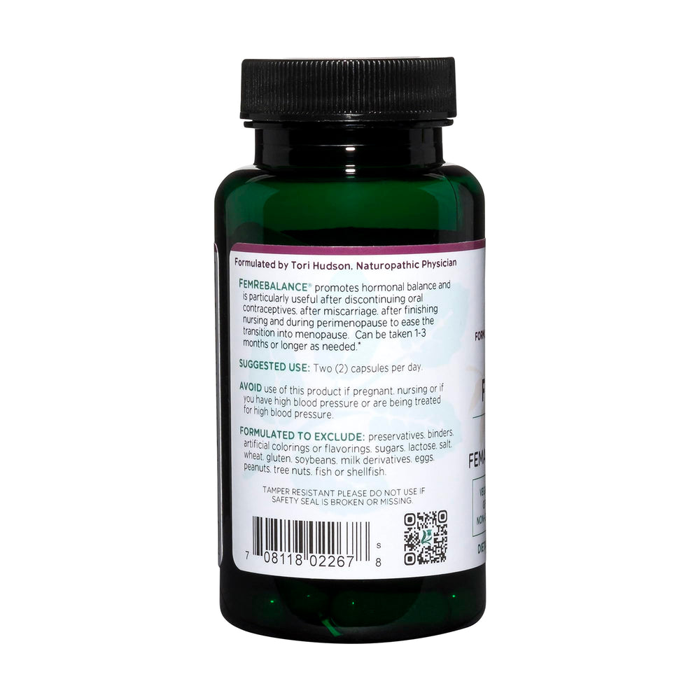 Chaste tree berry visible among FemRebalance ingredients.