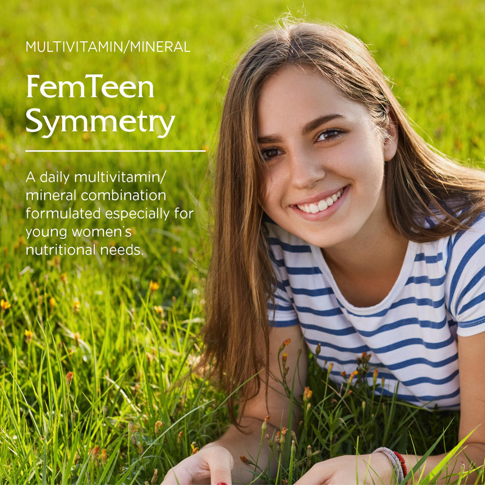 Vitanica FemTeen Symmetry capsules close-up emphasizes vegan teen nutrition