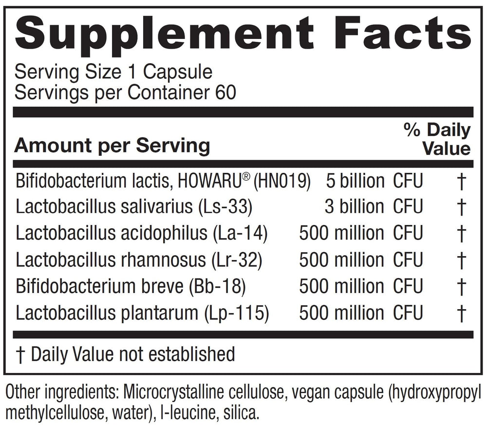 Vitanica Flora Symmetry capsule closeup; features 10 billion live organisms per capsule.