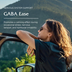 Vitanica GABA Ease capsules visible for daily calm support.