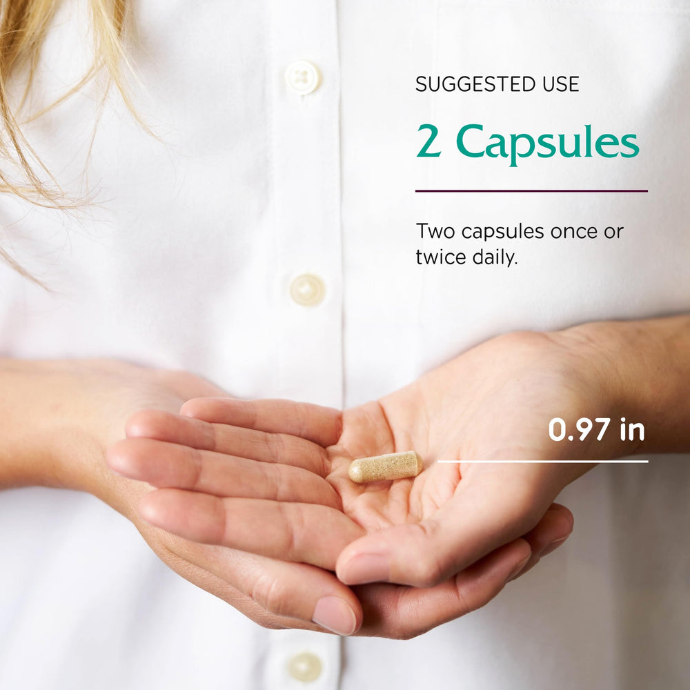 Two capsules representing the suggested daily dose