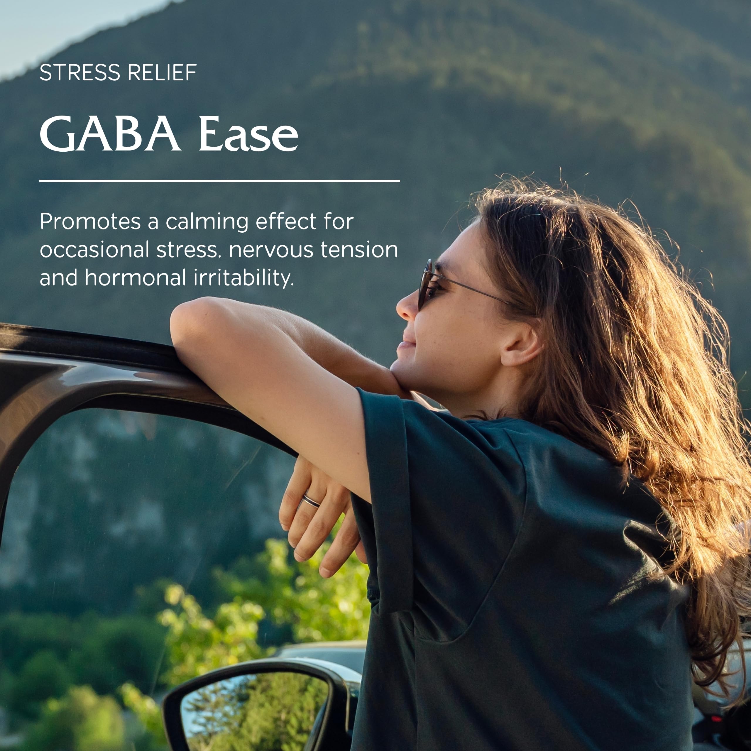 Vitanica GABA Ease ingredients label showing B6 and L-Theanine for calm mood support