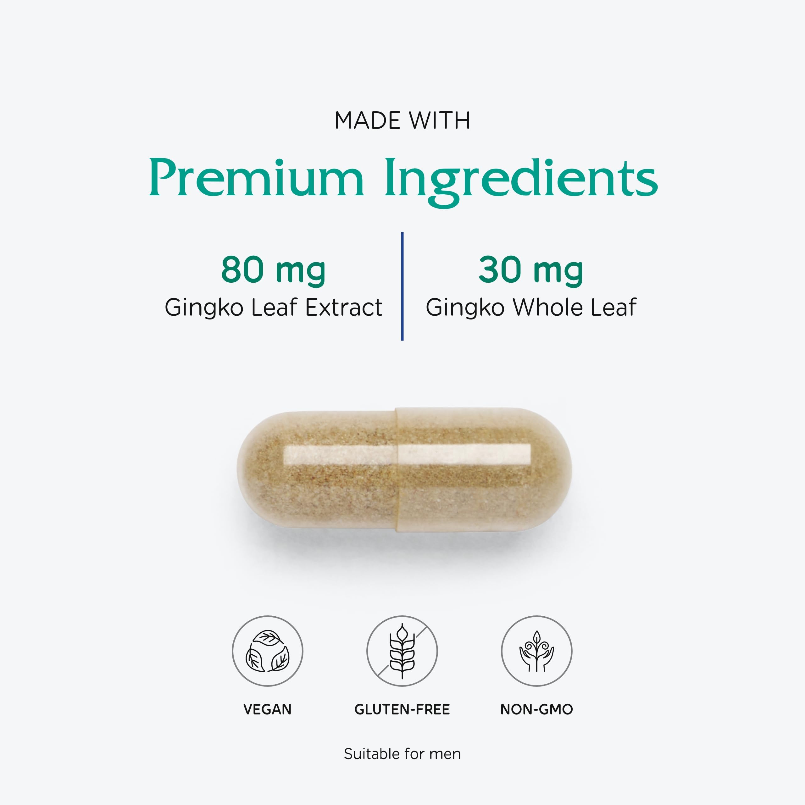 Vitanica Ginkgo bottle pour demonstrating easy daily dosage