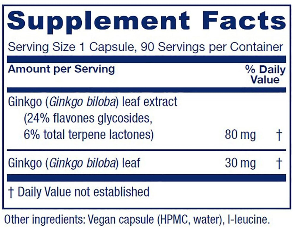 Vitanica Ginkgo capsules closeup indicating standardized extract for brain health