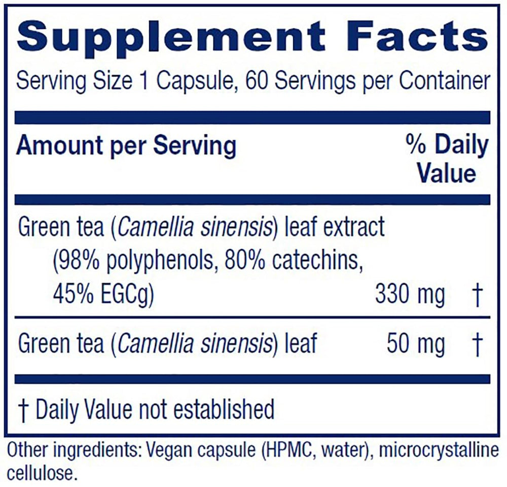 Closeup of Vitanica Green Tea capsules highlighting polyphenol blend