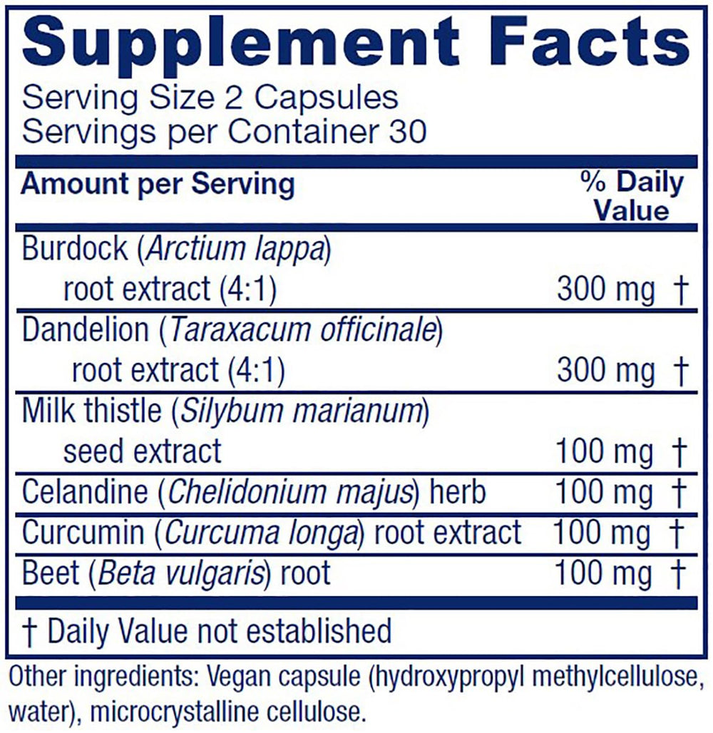Vitanica Hepafem bottle label highlights 60 capsules and vegan formulation for clean living.