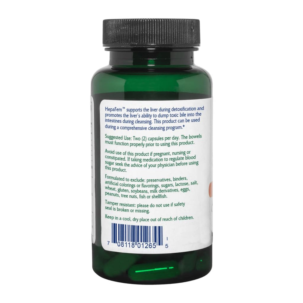 Vitanica Hepafem capsules closeup emphasizes convenient daily dose for busy lifestyles.
