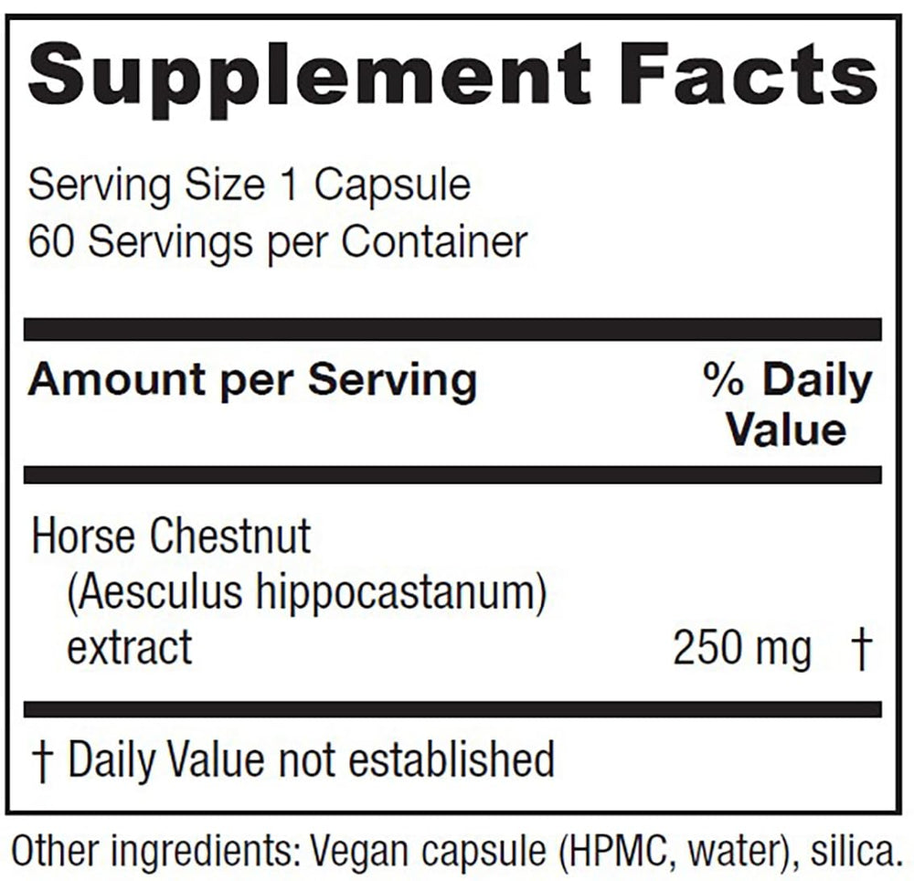 Vitanica Horse Chestnut bottle on table for vegan capsule everyday use