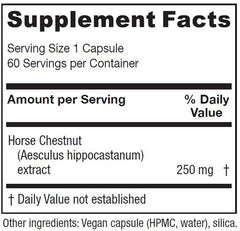 Vitanica Horse Chestnut bottle on table for vegan capsule everyday use