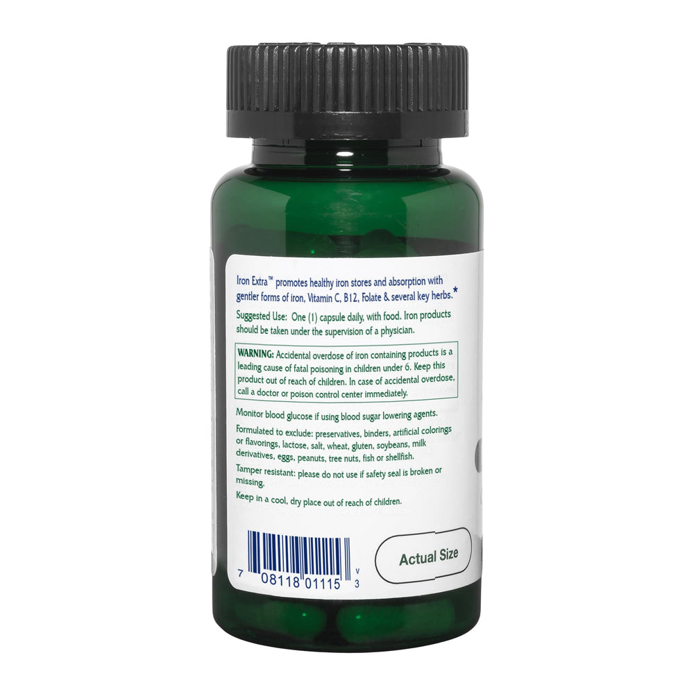 Vitanica Iron Extra ingredient blend with Yellow Dock and Nettle Leaf.