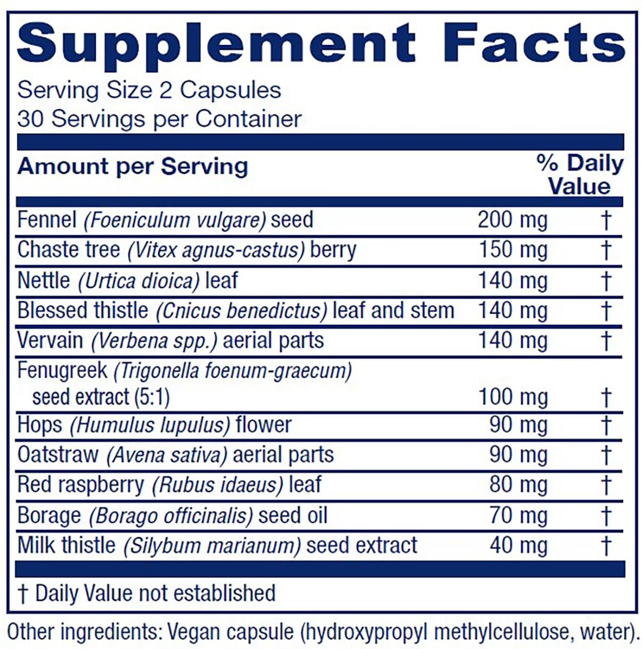 Vitanica Lactation Blend herbs, fennel and milk thistle for lactation support