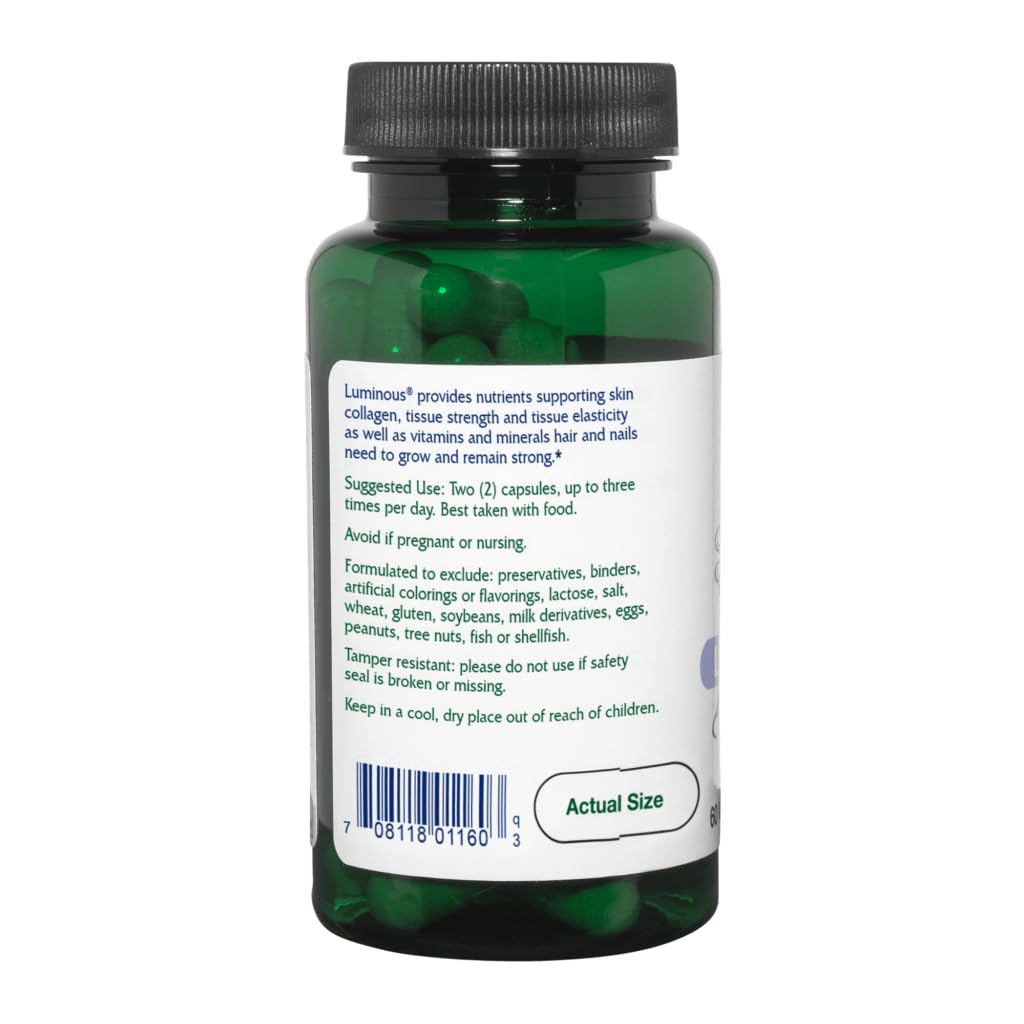 Vitanica Luminous label design shows clean, natural ingredients.
