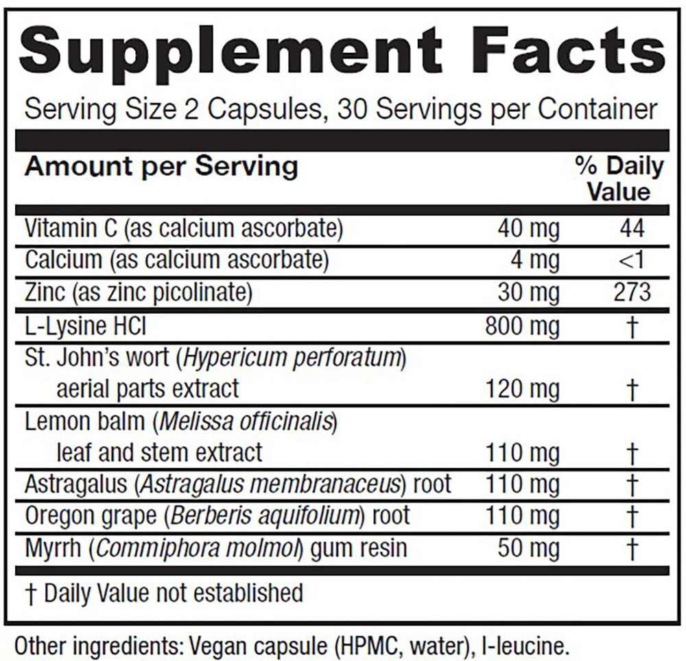 Vitanica Lysine Extra label highlighting clean ingredients